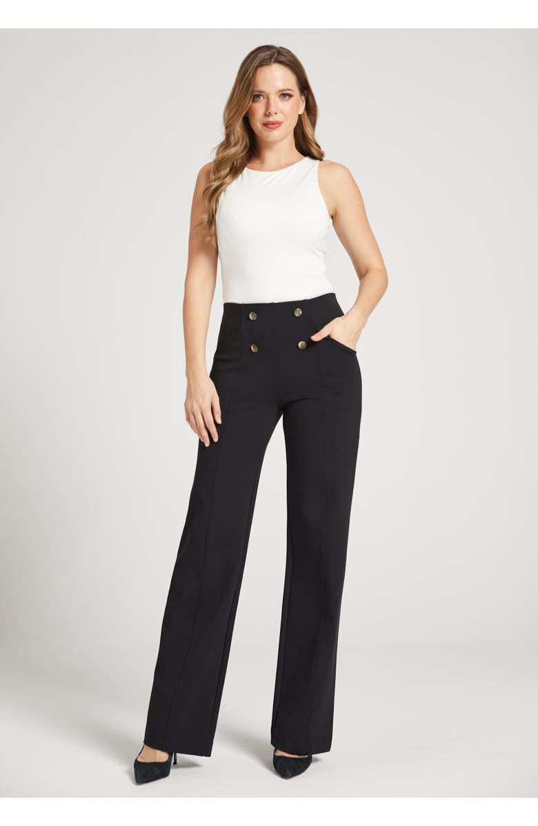 Betabrand Atlantic DPYP Dress Pant Yoga Pants Wide Leg, Alternate, color, Black