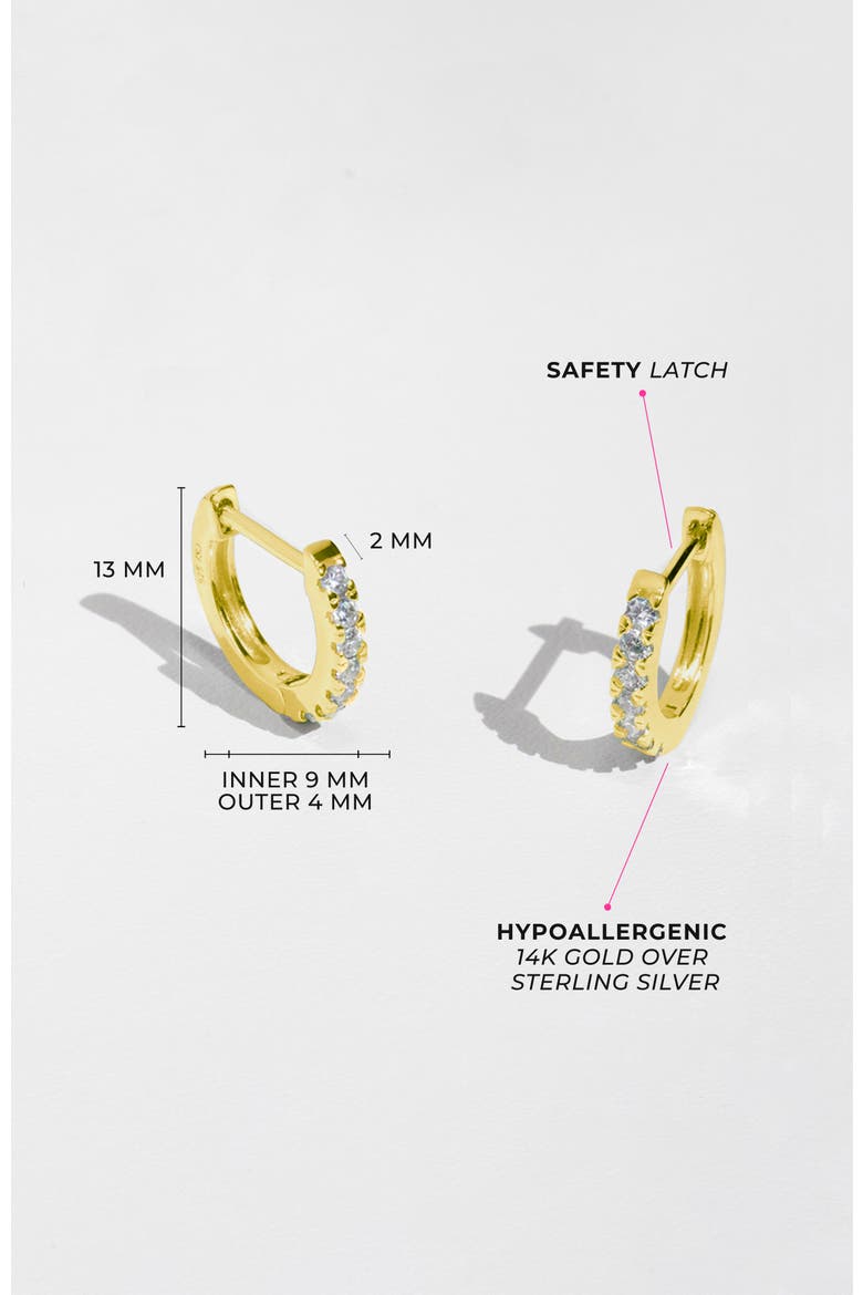 Small Multi Cubic Zirconia Huggie Plated Earrings, Alternate, color, Gold