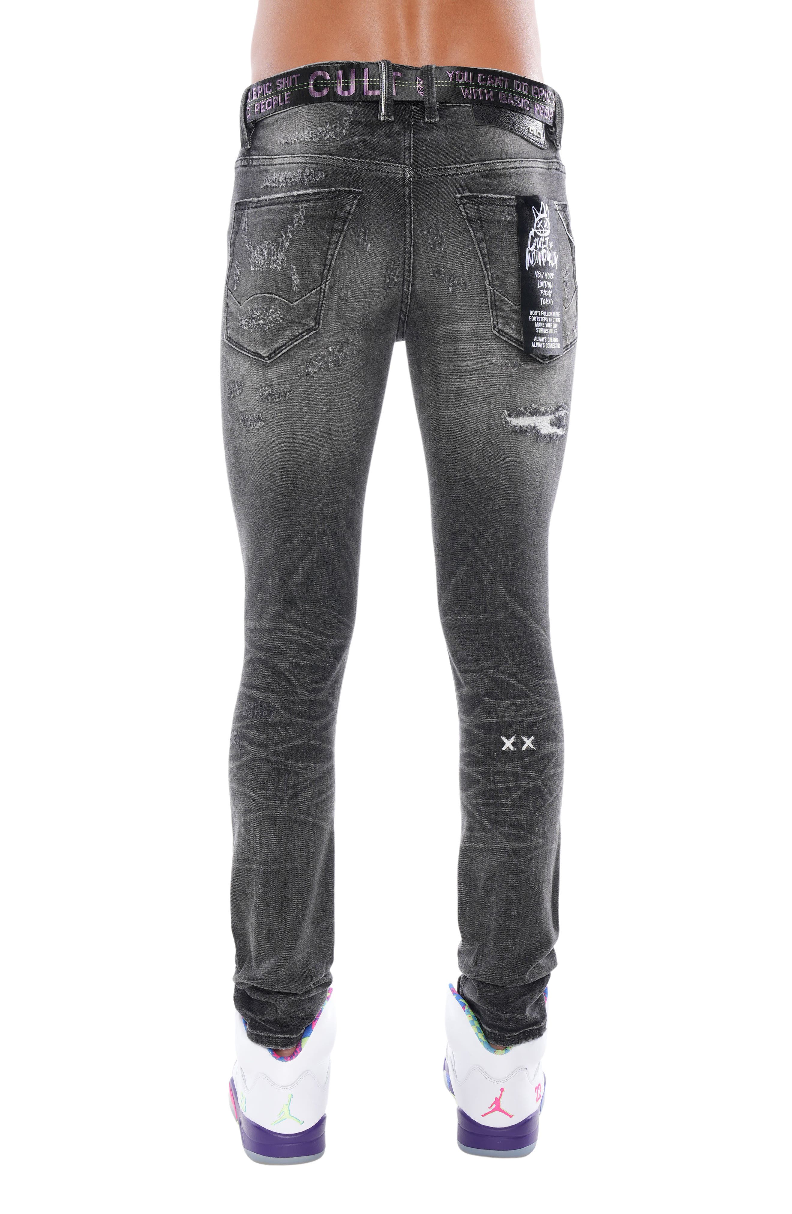 Cult of Individuality Punk Rip & Repair Superskinny Belted Jeans (Men ...