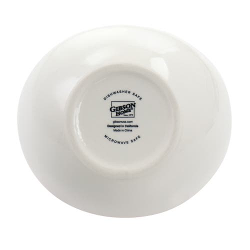 Gibson Home Crenshaw 4 Piece Hand Painted Stoneware 3-tier Serving Bowl Set With Metal Rack In White