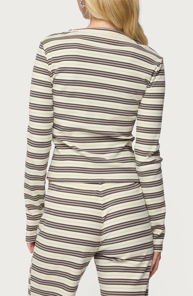 EDIKTED Avalie Stripe Rib Long Sleeve Top, Alternate, color, Mix