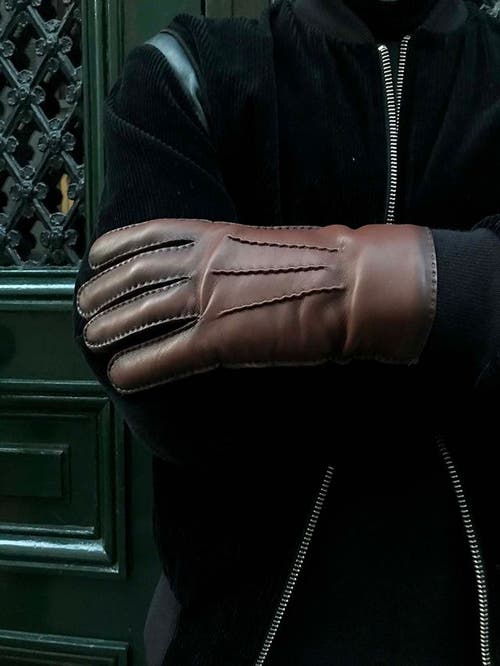 Agnelle Arthur Lambskin Glove Fully Lined In Burgundy