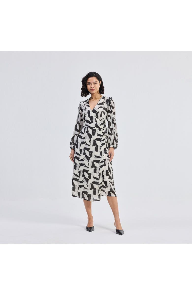 Reistor Womens Midi Wrap Dress in Abstract Mosaic X Large, Main, color, Noir Shadows