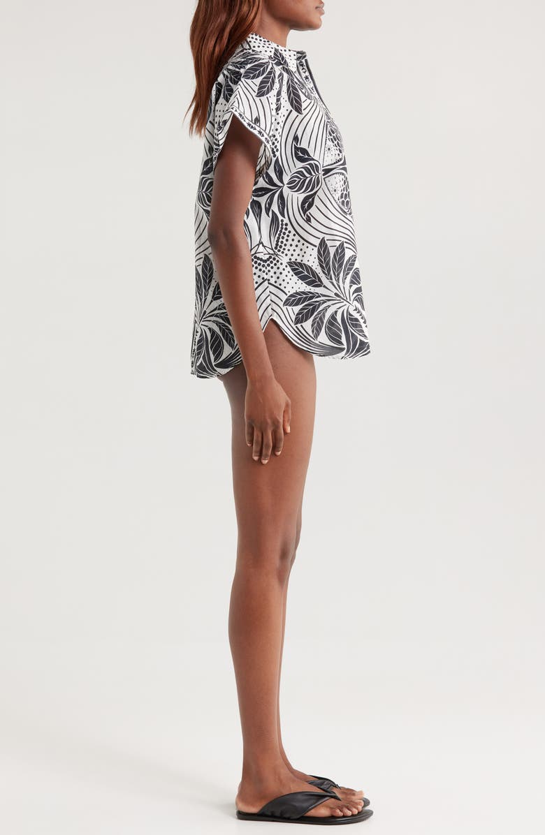 FARM Rio Monochrome Elegance Scarf Cover-Up Shirt, Alternate, color, 