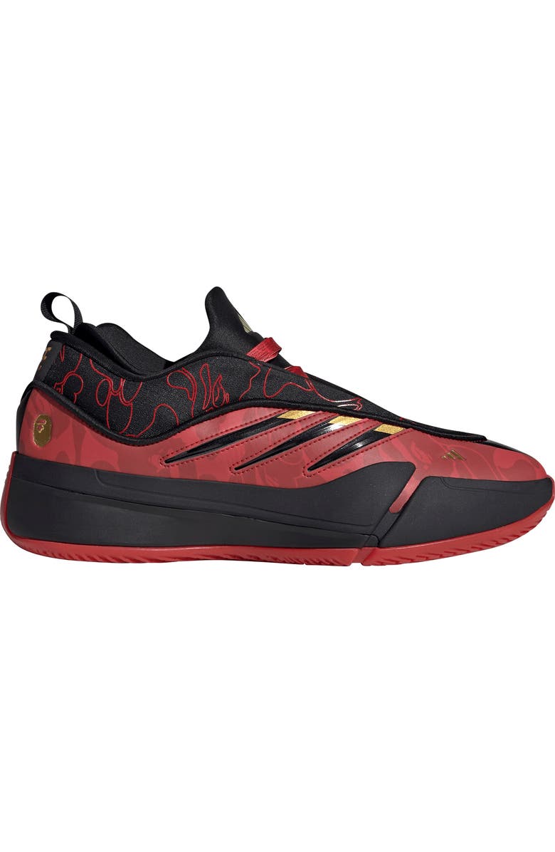 adidas x BAPE Dame 9 Sneaker, Alternate, color, Black/Red/Gold