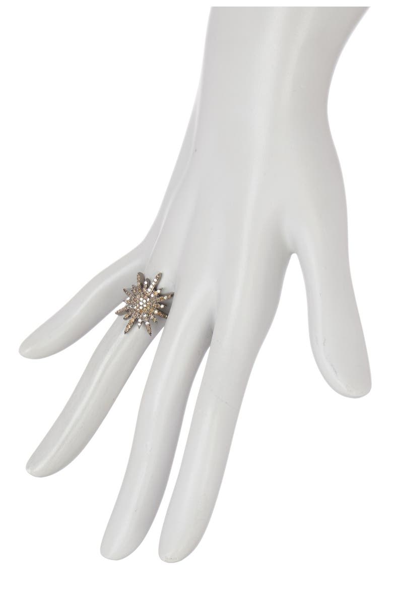ADORNIA FINE Sterling Silver Pave Champagne Diamond Starburst Ring - 0.80 ctw, Alternate, color, 