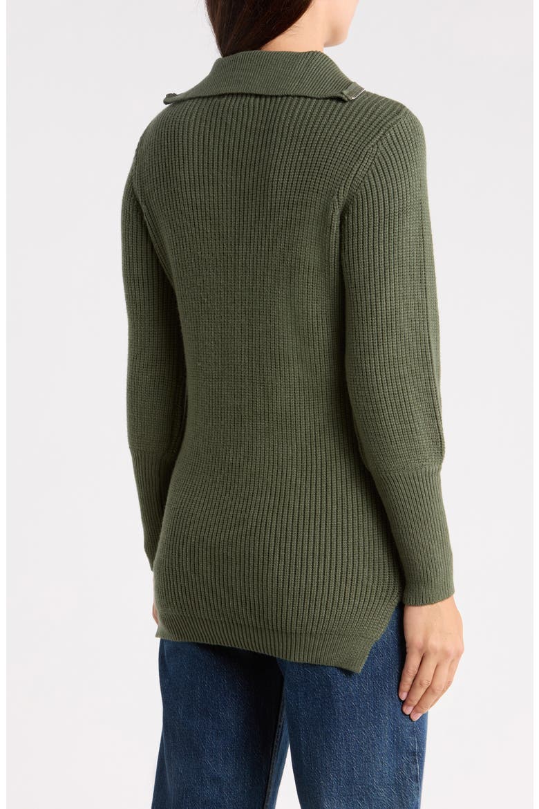 Ribbed Quarter Zip Sweater, Alternate, color, OLIVE