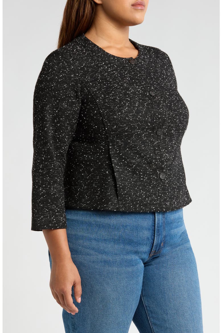 Tweed Knit Crop Jacket, Alternate, color, RICH BLACK