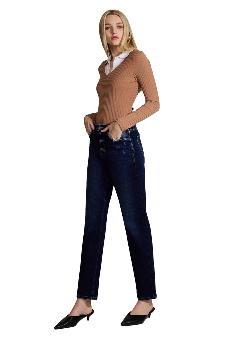 Delores Premier High Rise Straight Jeans, Alternate, color, Dark Wash