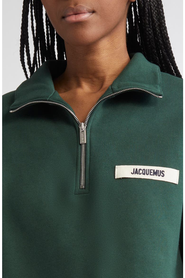 The Gros Grain Cotton Fleece Zip Sweatshirt, Alternate, color, DARK GREEN