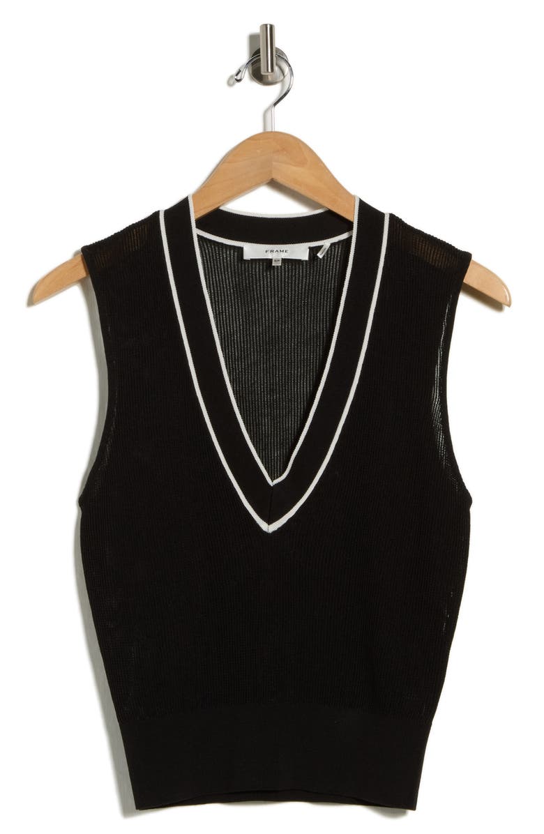 FRAME The Varsity Sweater Vest, Main, color, Black Multi