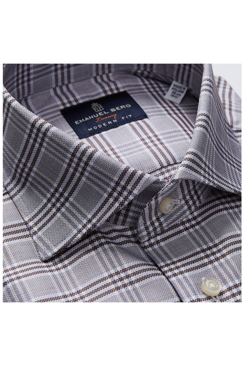 Modern Fit Plaid Natural Stretch Yoga Twill Dress Shirt, Alternate, color, LIGHT PASTEL BROWN