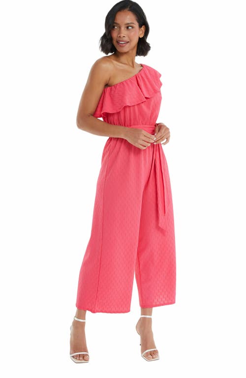 Quiz Textured One Shoulder Culotte Jumpsuit In Pink