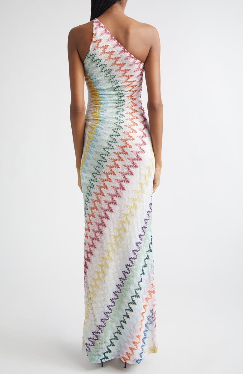 Missoni Metallic Zigzag Raschel Knit One-Shoulder Dress, Alternate, color, Multicolor On White Base