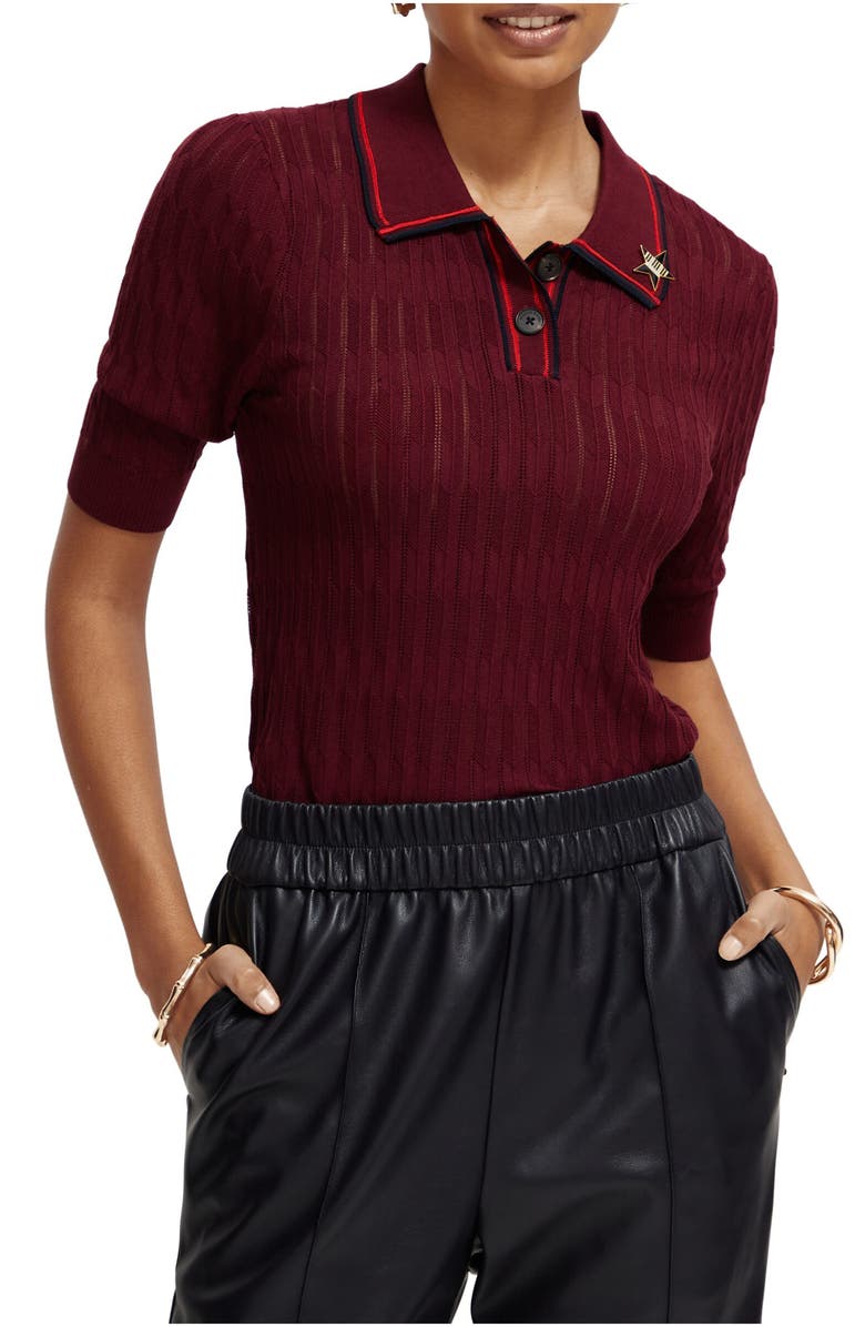Scotch & Soda Pointelle Polo Sweater, Main, color, 