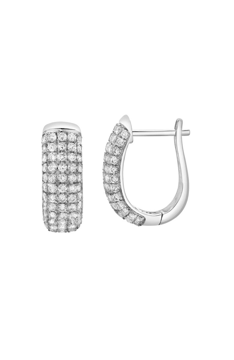 LuvMyJewelry Ember Diamond Dome Huggie Hoop Earrings in 14K Gold, Main, color, 14K White Gold