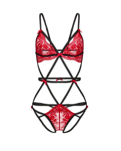Shop Adore Me Aphrodite Playsuit Lingerie In Dark Red