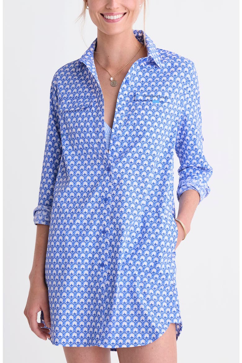 Harbor Long Sleeve Cover-Up Shirtdress, Alternate, color, BLOCK