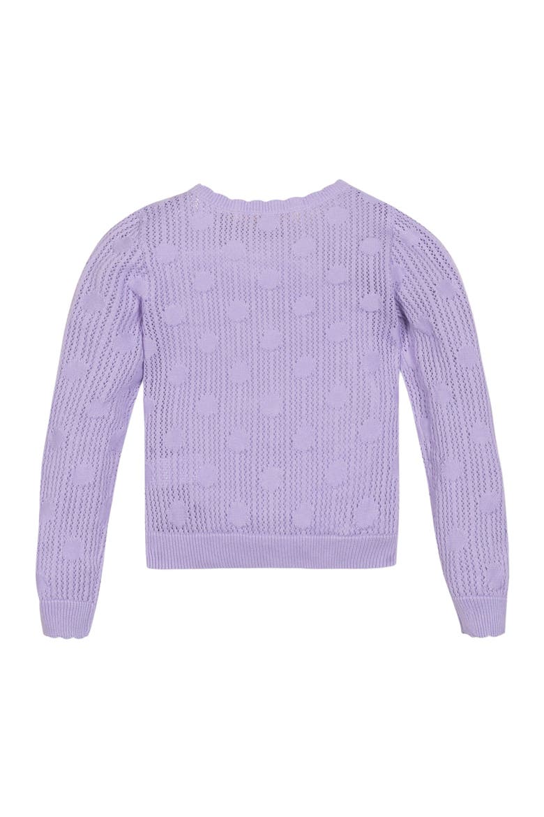 Girls' Organic Scallop Edge Cardigan, Kids, Alternate, color, Lavender Mesh Dot