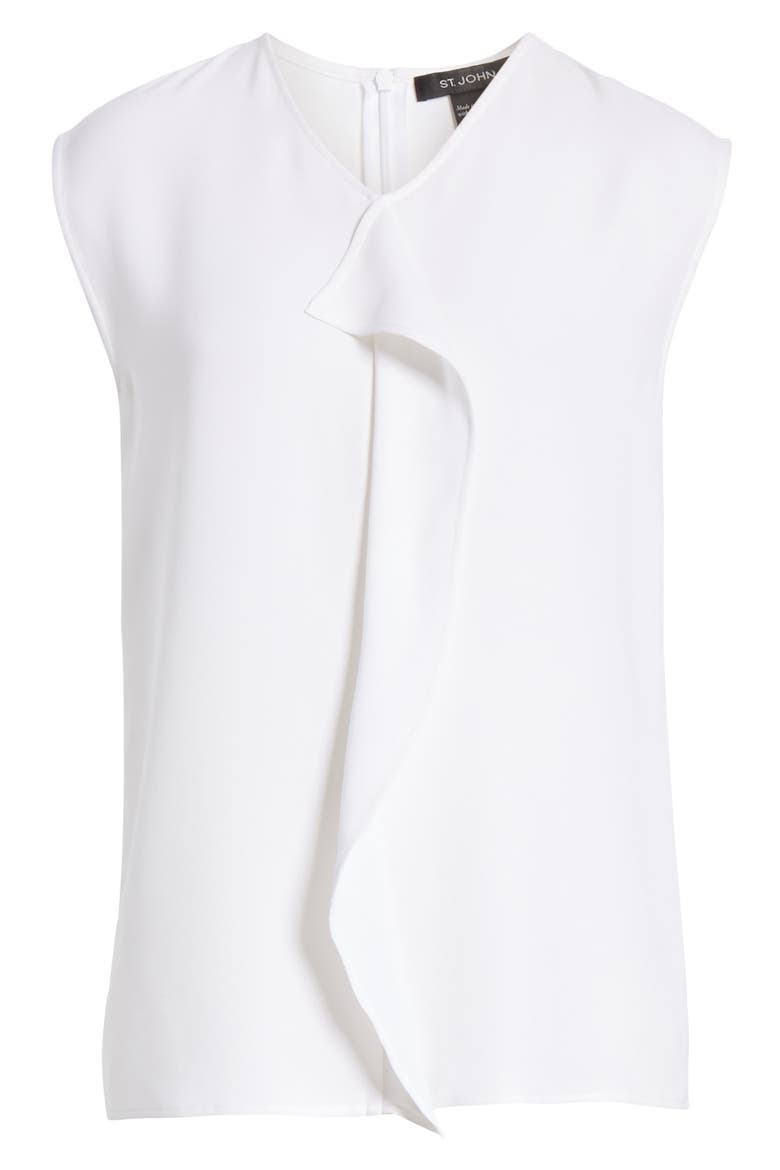 Solid Heavy Georgette Sleeveless Blouse, Alternate, color, WHITE