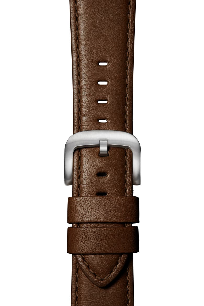 Rail Road Leather 17mm Apple Watch® Watchband, Alternate, color, DARK NUT BROWN/ SILVER
