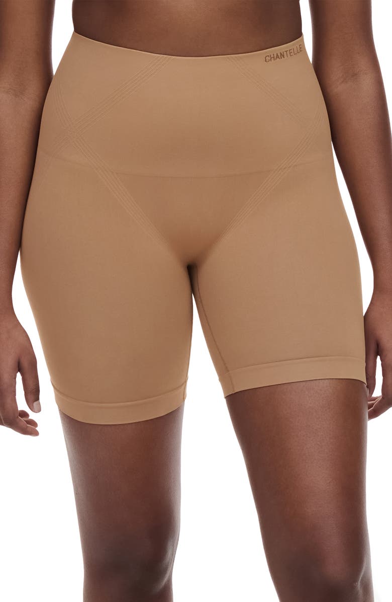 Chantelle Lingerie Smooth Comfort Mid Length Bike Shorts, Main, color, Terracotta