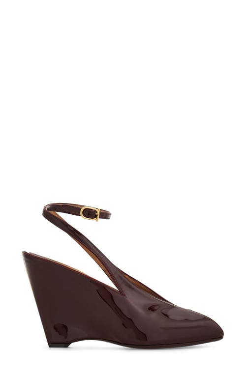 Ferragamo Arcadia Ankle Strap Wedge Pump In Burgundy