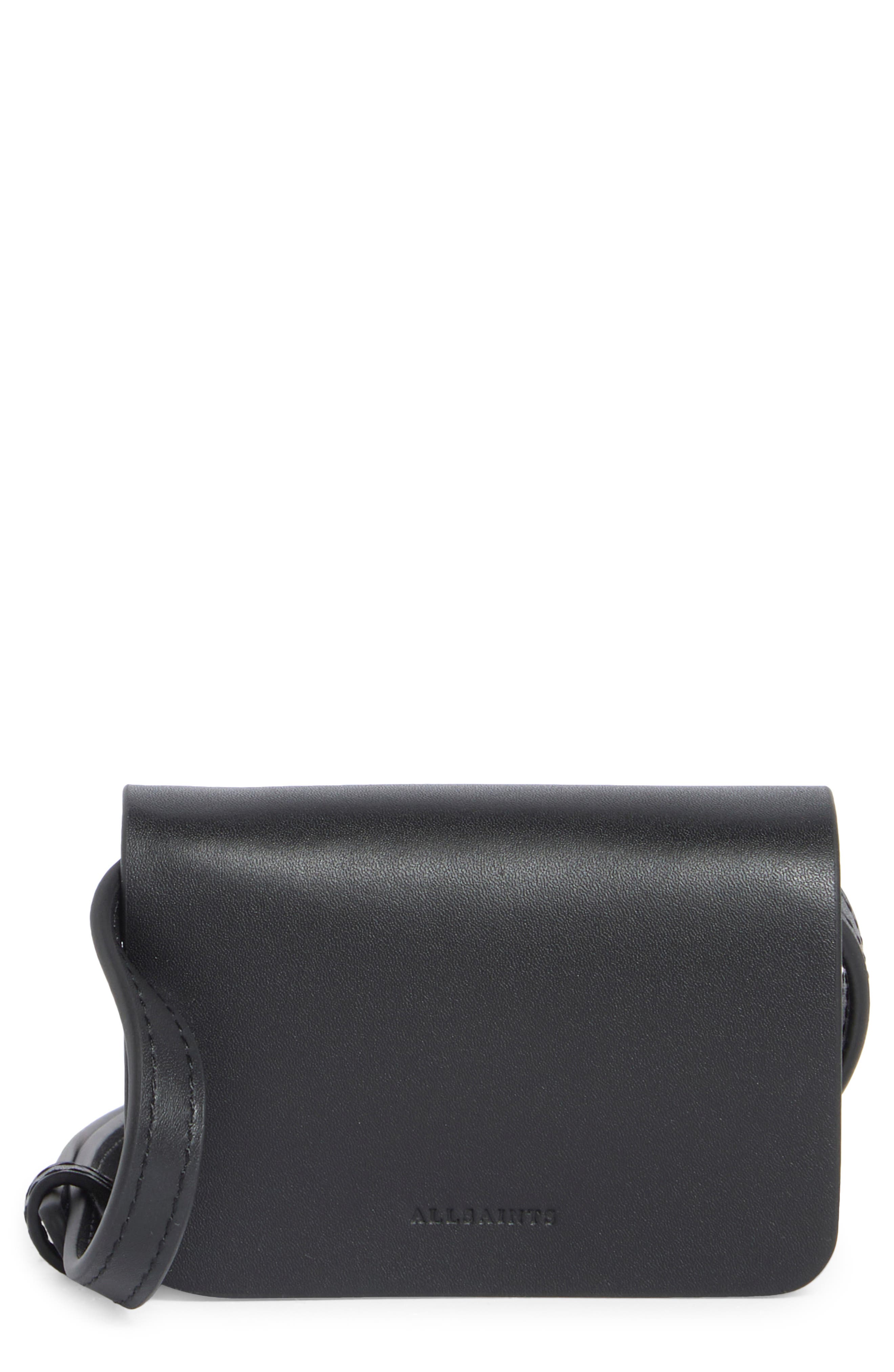 AllSaints Honore Leather Crossbody Bag, Main, color, Black