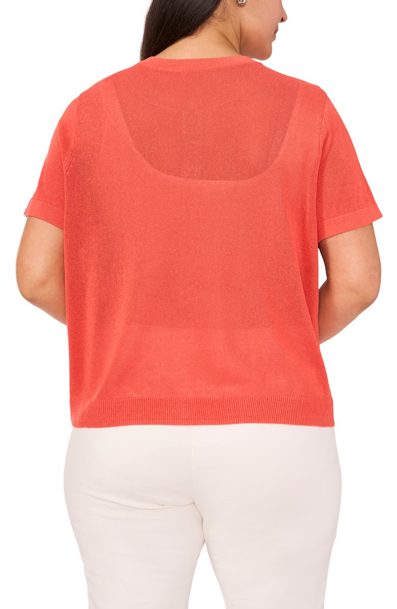 Halogen<sup>®</sup> Short Sleeve Cardigan, Alternate, color, Deep Sea Coral