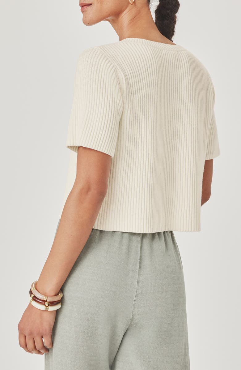 Splendid Delilah Crop Rib Cardigan, Alternate, color, Shell White