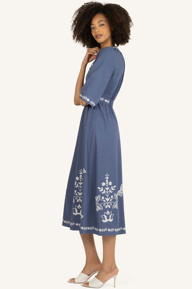 Roam Dress, Alternate, color, Blue with Off-White Embroidery