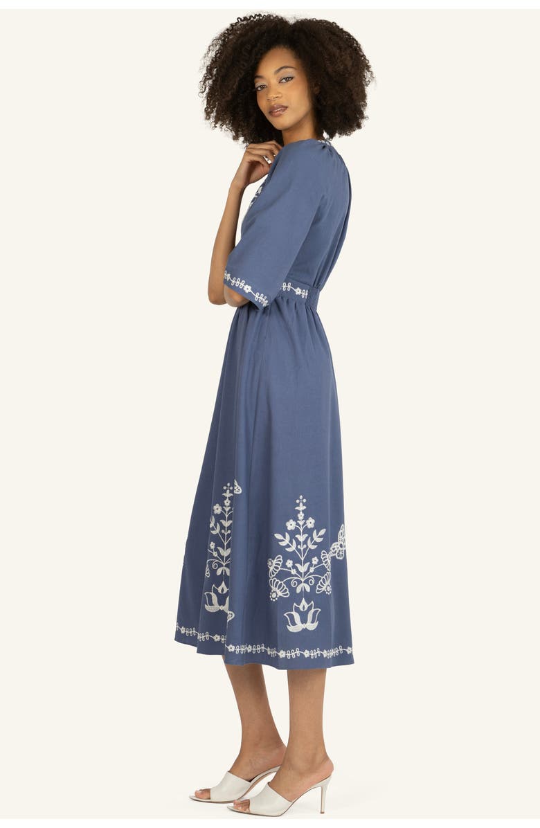 Super Natural by Secret Mission Roam Dress, Alternate, color, Blue With Off-White Embroidery