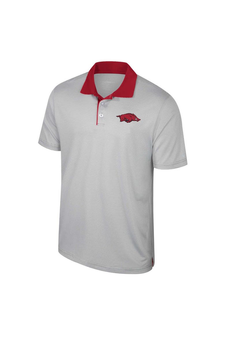 Men's Colosseum Gray Arkansas Razorbacks Big & Tall Tuck Striped Polo, Alternate, color, Gray
