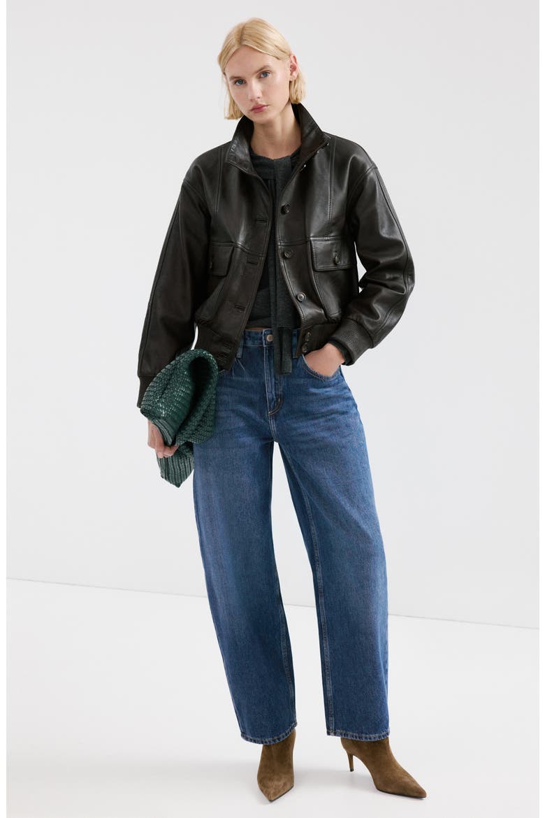 High Waist Barrel Jeans, Alternate, color, DARK BLUE