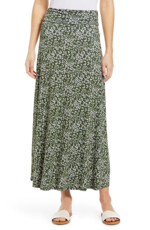 Loveappella Roll Top Maxi Skirt In Sage/ivory