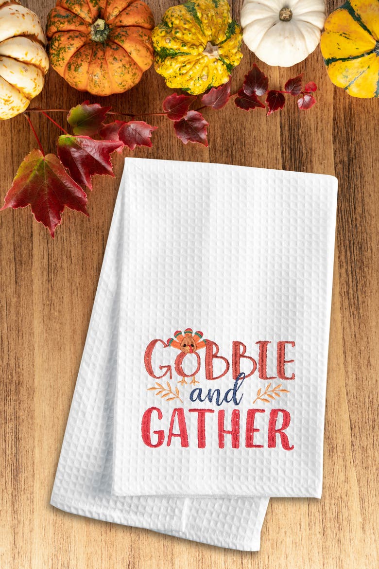 Gobble & Gather Embroidered & Waffle Weave Kitchen Dishtowel, Alternate, color, White