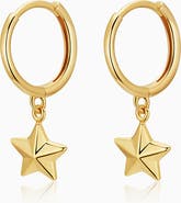 Oradina 14K Gold Street Star Charm Hoops