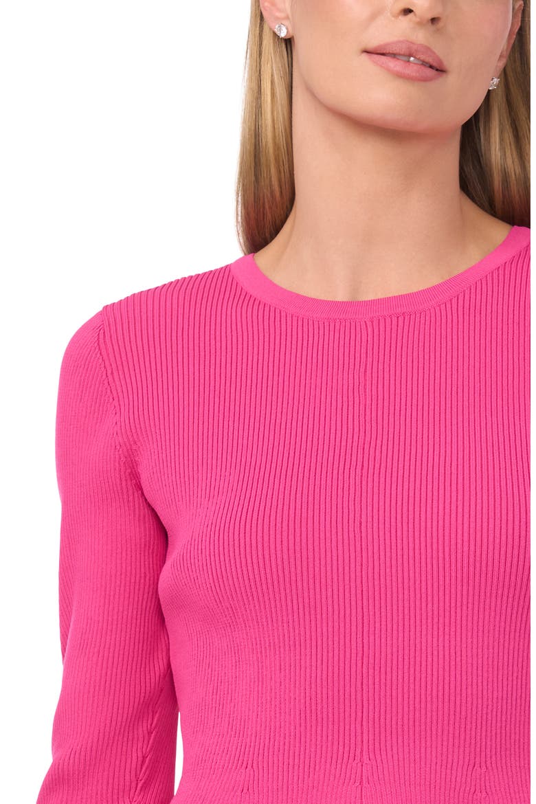 Rib Peplum Sweater, Alternate, color, ROSE VIOLET