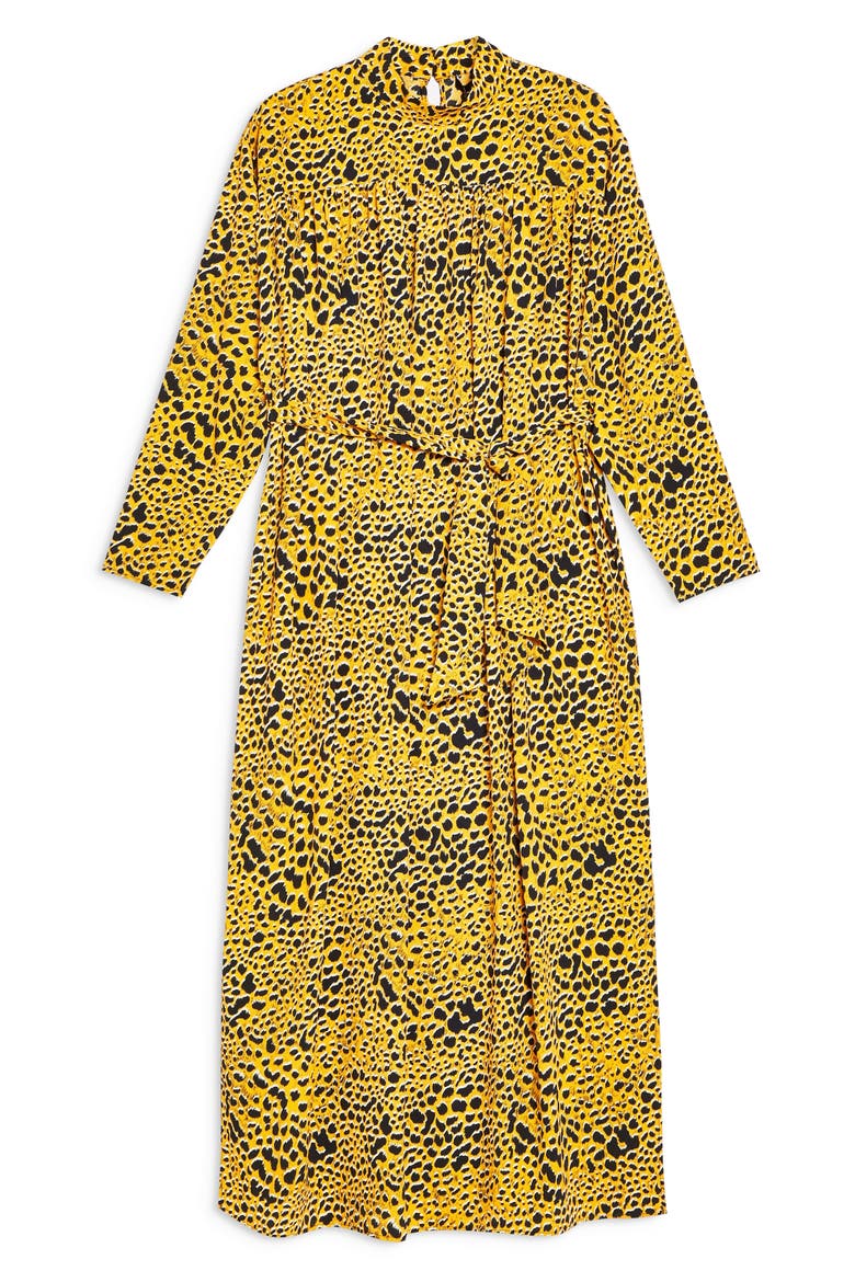 Abstract Animal Print Midi Dress, Alternate, color, YELLOW MULTI