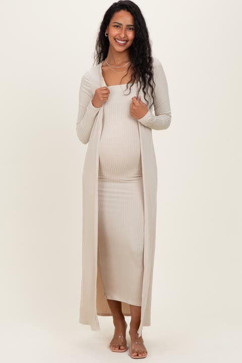 Ribbed Sleeveless Dress Cardigan Set