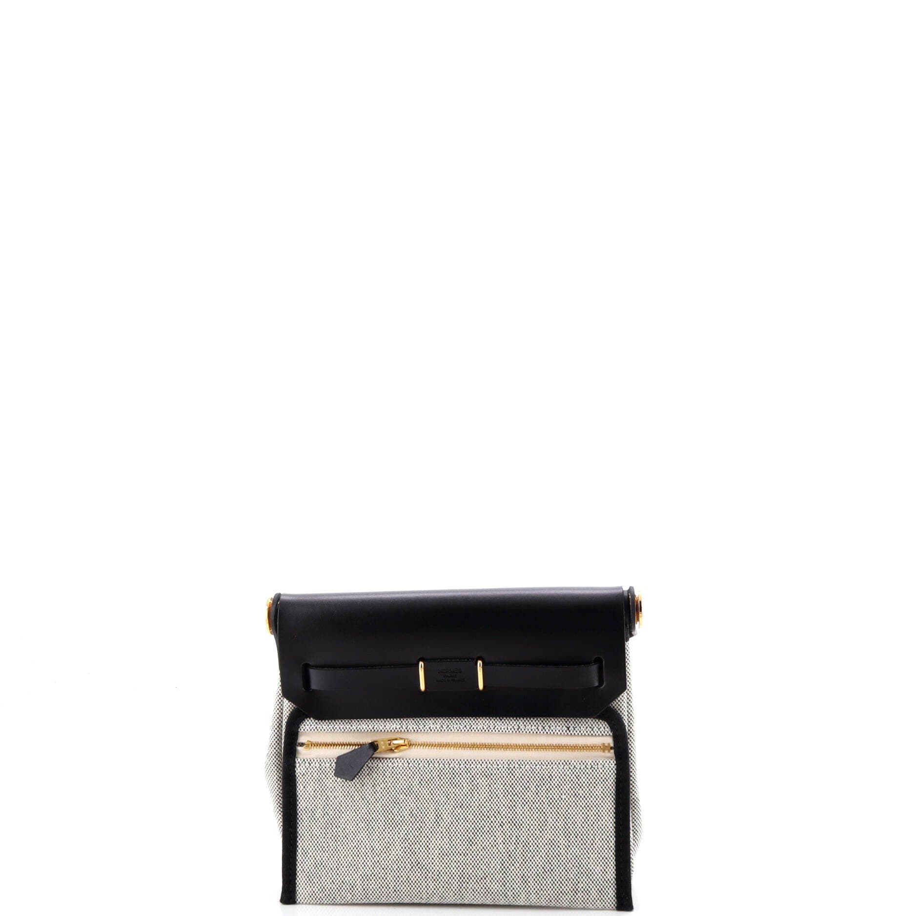 Pre-Owned Hermes Herbag Zip Toile and Leather 20, Alternate, color, Noir