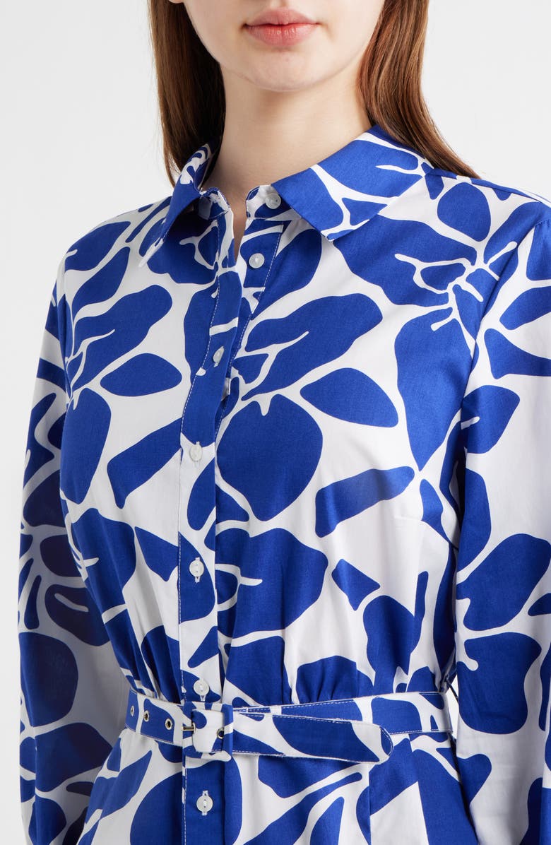 CeCe Belted Long Sleeve Cotton Shirtdress, Alternate, color, White