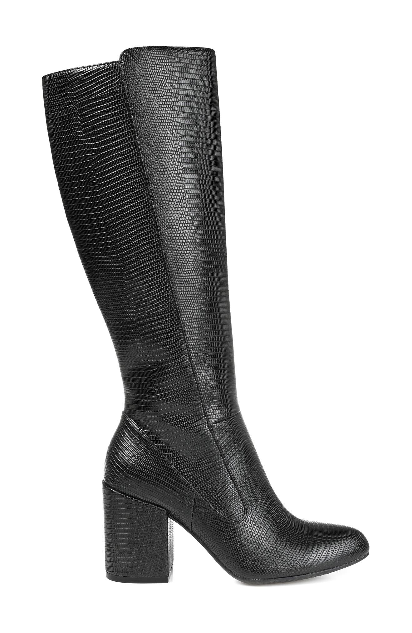 Journee Collection Tavia Embossd Tall Boot, Alternate, color, Black