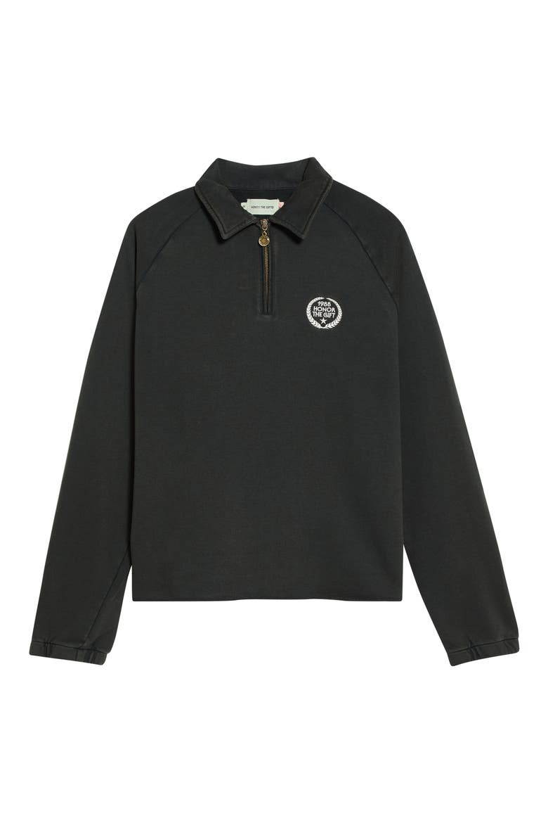 Cotton Terry Quarter-Zip Pullover, Main, color, VINTAGE BLACK