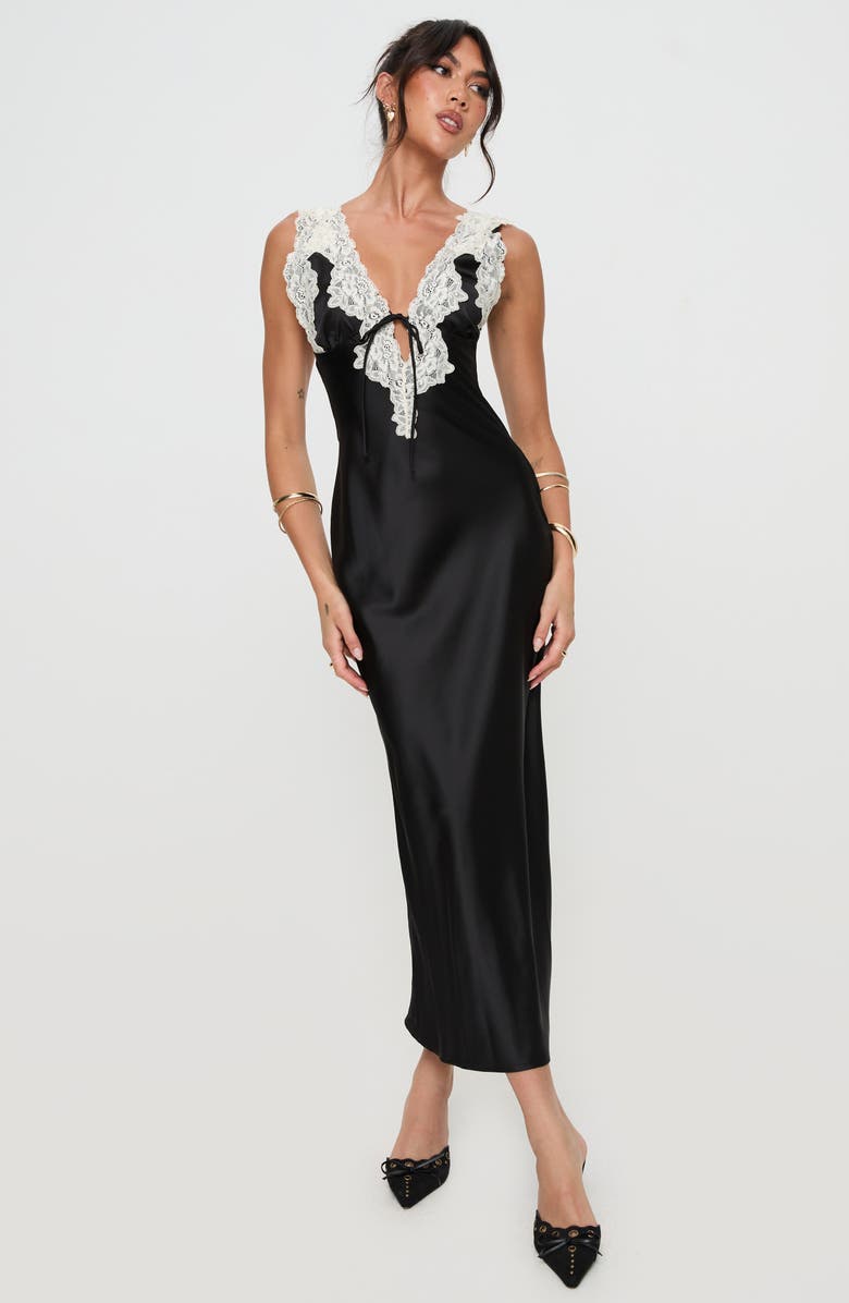 Princess Polly Nourish Lace Trim Satin Cocktail Dress, Alternate, color, 