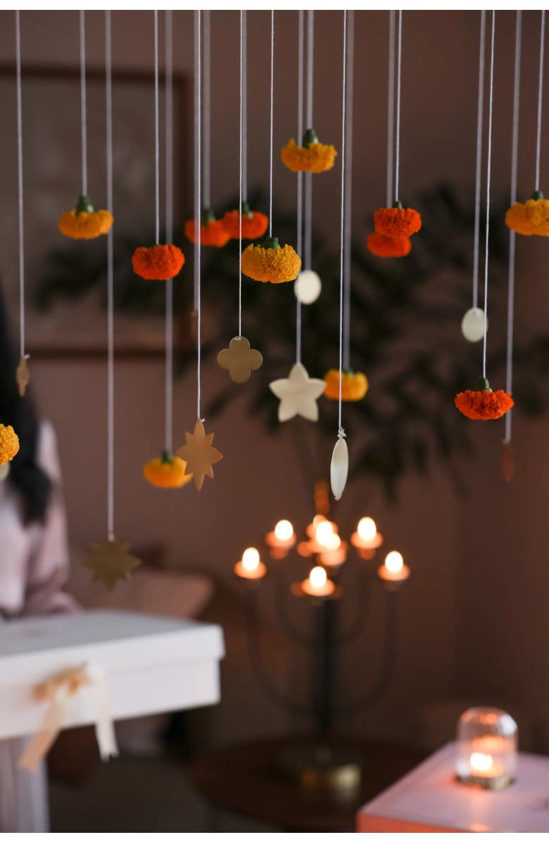 Fleck Foliage Brass Ornaments - Set of 7, Alternate, color, Brass