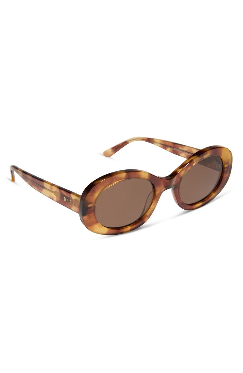 DIFF Lainey 52mm Oval Sunglasses, Alternate, color, Brown Fleur / Brown