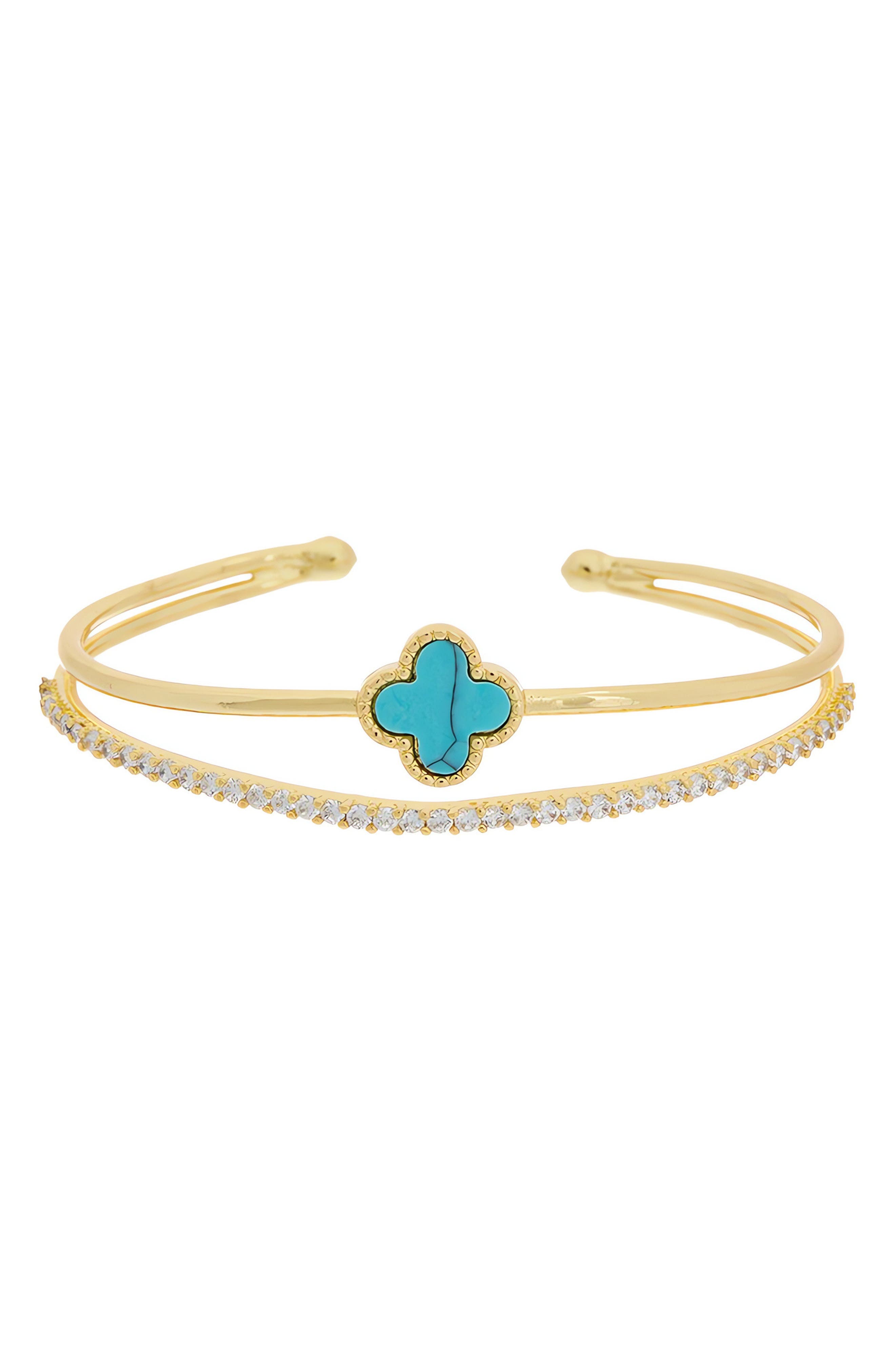 Quatrefoil Cubic Zirconia Double Strand Bangle