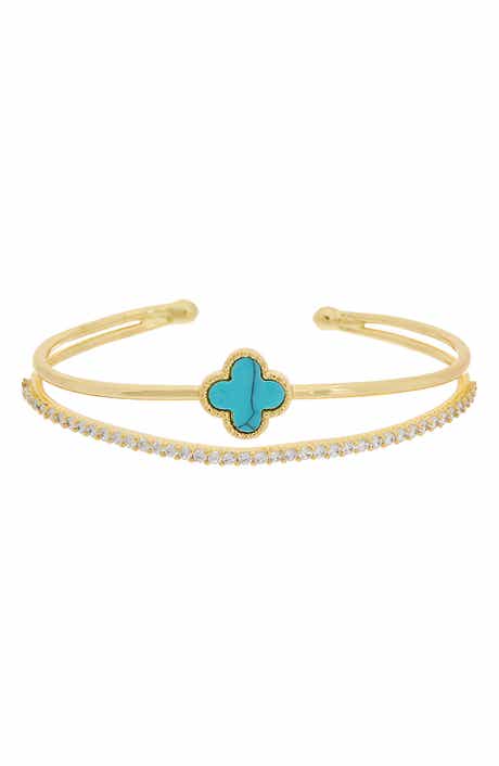 Quatrefoil Cubic Zirconia Double Strand Bangle
