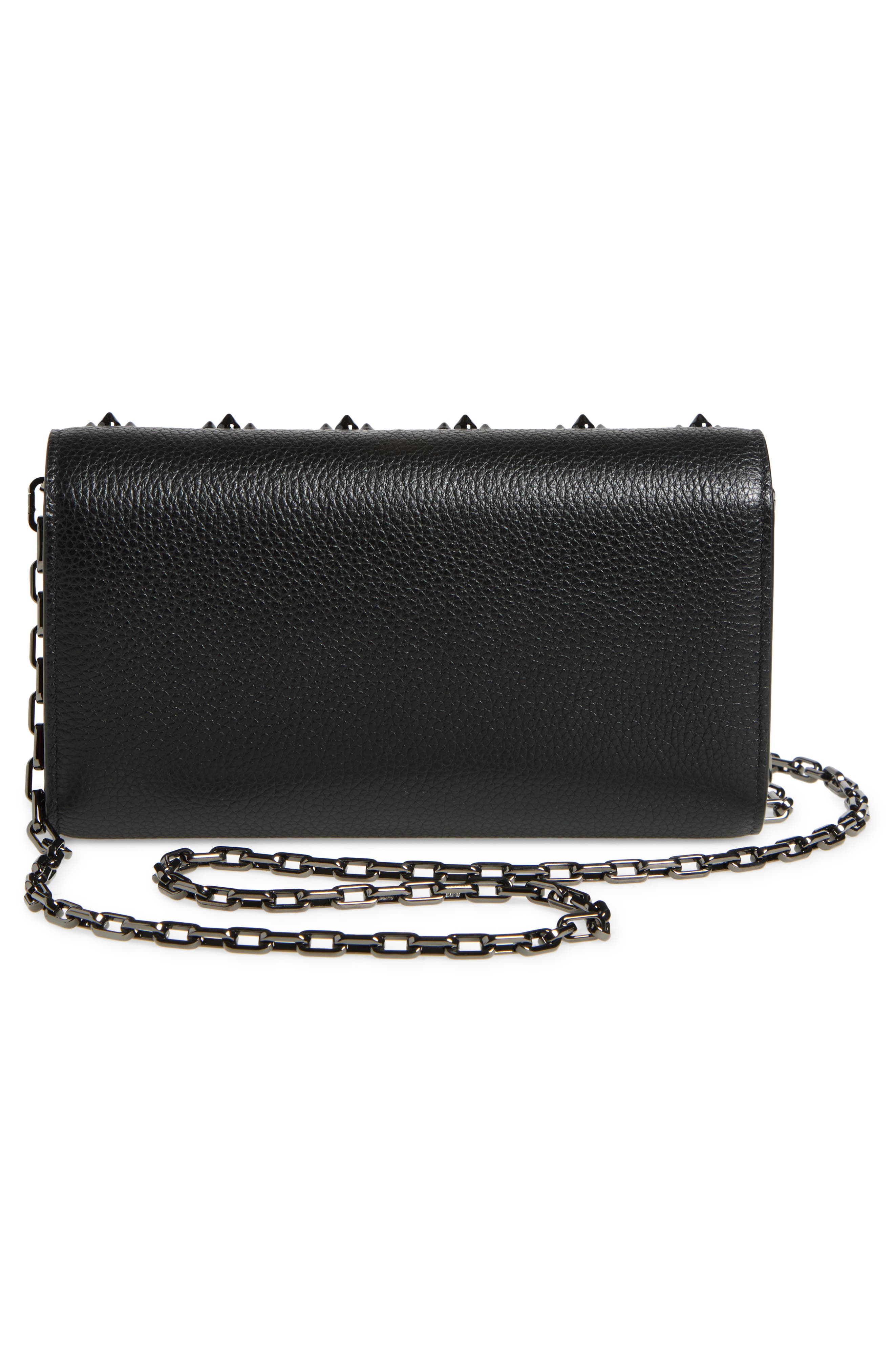 Christian Louboutin Paloma Leather Clutch, Alternate, color, Black